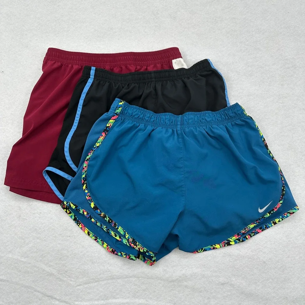 Lot 3 Nike Dri-FIT Running Shorts Bundle Womens 2 Small 1 Med Teal Black Maroon